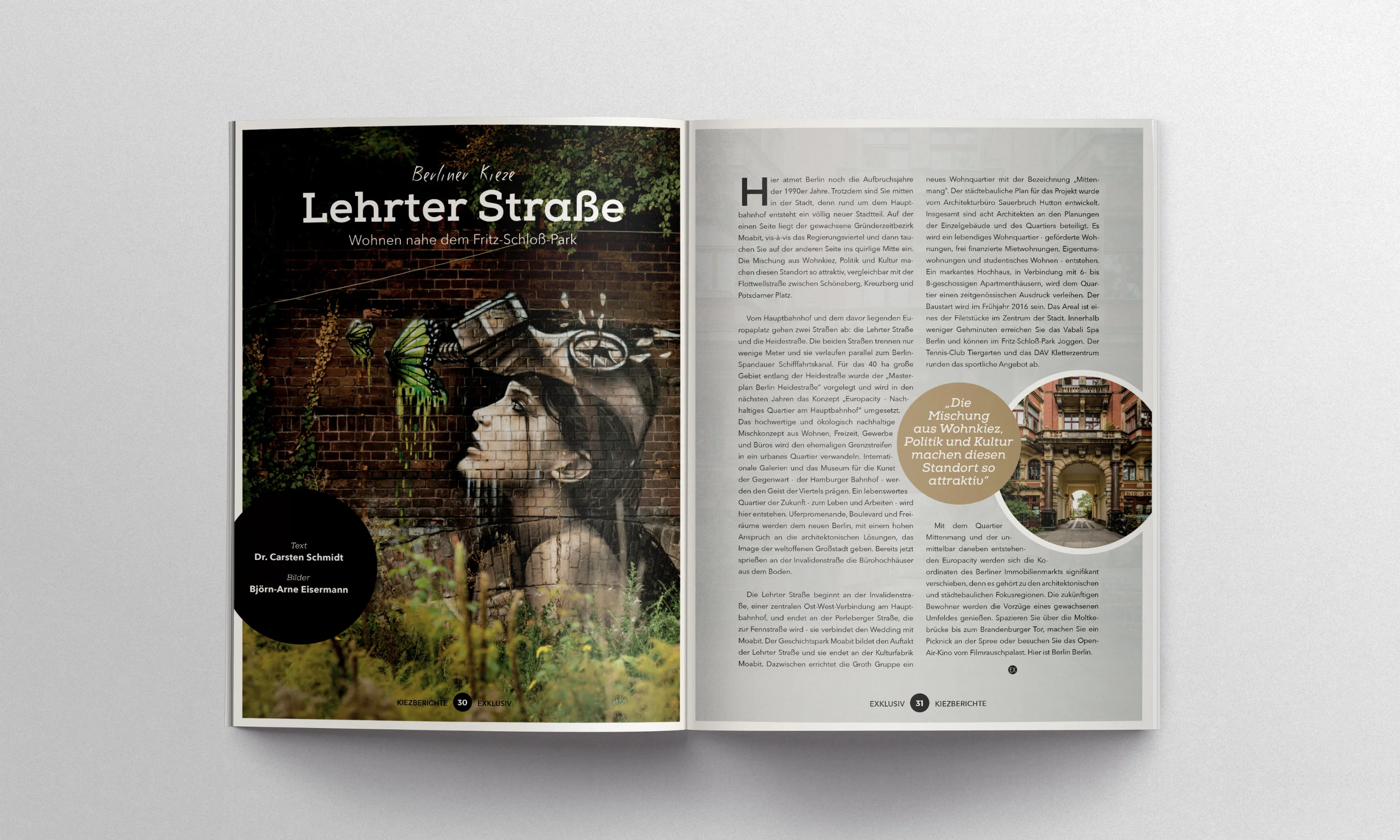 Magazine design for article about the local area