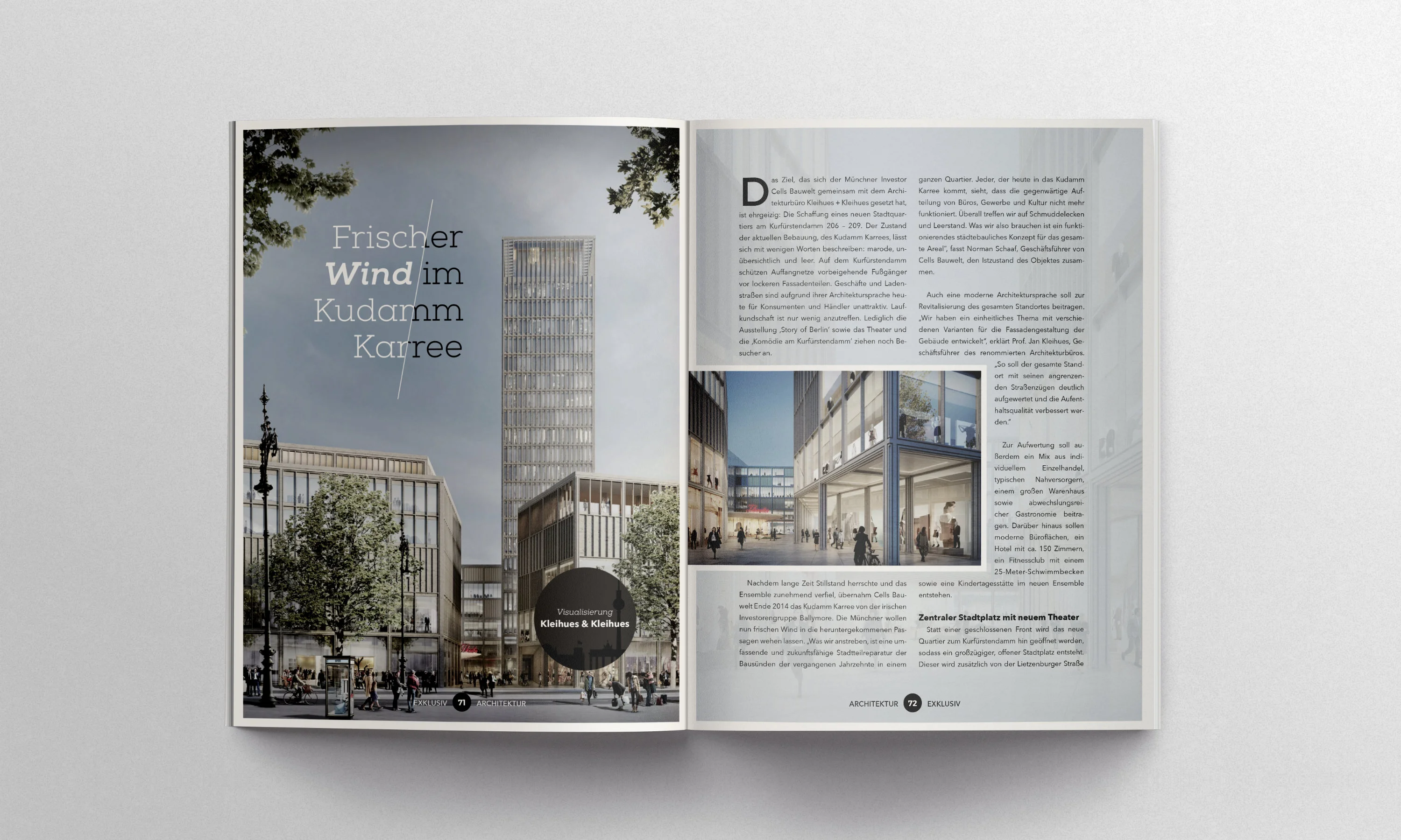 Architecture article layout and design for EXKLUSIV in Berlin Immobilien