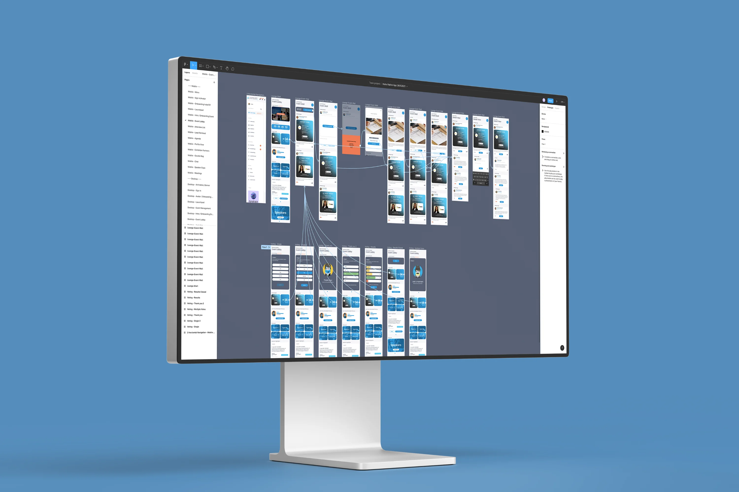 User flow created in Figma for hubs101 app